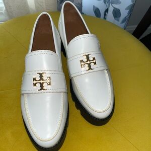 NEW Tory Burch Mini Everly White Leather Chunky Loafer 8.5M